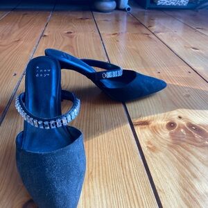 A New Day Women's Black Heels with Rhinestone Strap